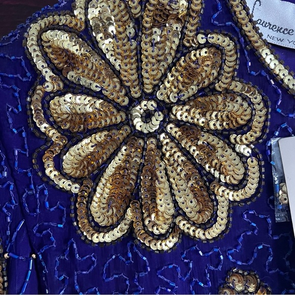 Vintage Deadstock Lawrence Kazar 100% Silk Beaded Cocktail Dress Glam size Large - Picture 8 of 16